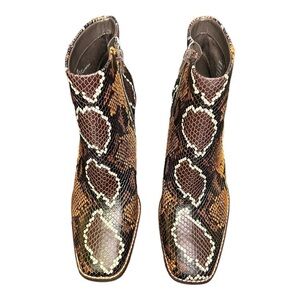 Gibson Latimer genuine cow leather faux Snakeskin chunky heel Ankle Boots - 5.5